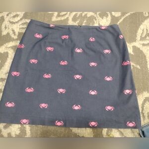 Lilly Pulitzer Navy Denim Skirt with Pink Crab